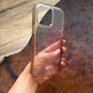 iPhone 14 Pro Max Transparent Phone Case with Gold Accents